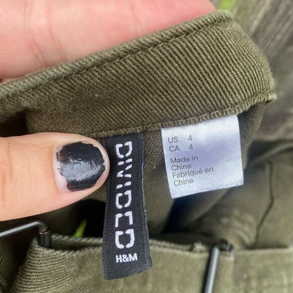 Divided H&M Olive Denim Jumper Dress | 4 - Picture 3 of 4